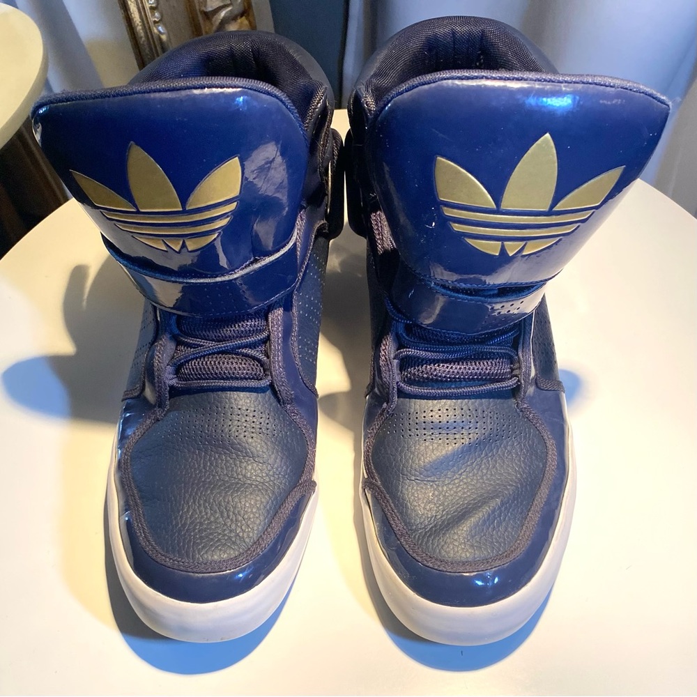 Adidas ORIGINALS Adirise Men’s High Top Sneakers Midn Blue & Gold Details 10.5